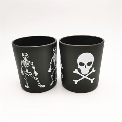 Hallowmas Glass Jars with Skull Design Printing Glass Jars with Screen Logo