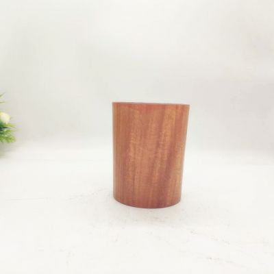 Large diameter imitation wood tree pattern capacity large durable glass candle holder