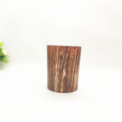 Large-caliber imitation wood stripes classical atmosphere diffuse glass candle holder