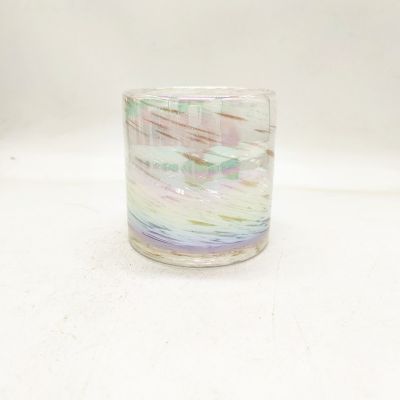 Handmade religious white glass candle holder with customized paint