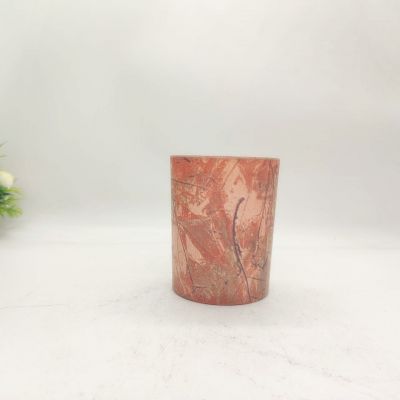 Large caliber autumn yellow leaves close to natural glass candle holder