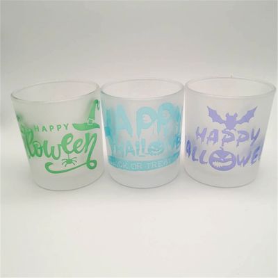 Frosted Glass Jar with Screen Logo Popular Etched Glass Jars