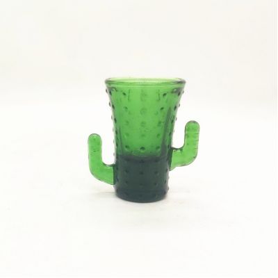 Green Cactus-shaped glass candlestick upper mouth wide lower narrow