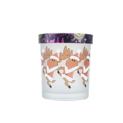 Wholesale cheap animal printing home decoration frost glass candle holder