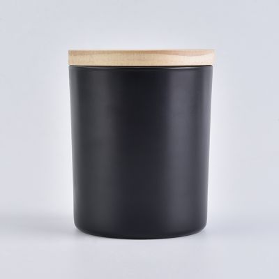 2018 christmas black glass candle jar with wood lid