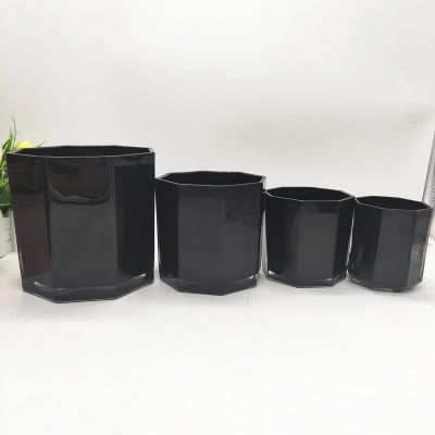 Octagon glass jar series custom color 11 oz candlestick