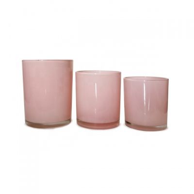 Multiple oz pillar shape custom sprayed polished glass candle holder for candle making DIY