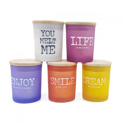 Luxury new design custom logo empty matte glass candle containers with lid in bulk for candle making