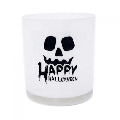White color 300ml custom logo Halloween design glass candle jars