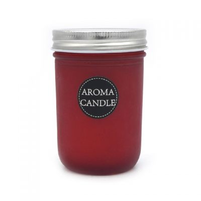 Multicolor aroma frosted glass candle jar with metal lid