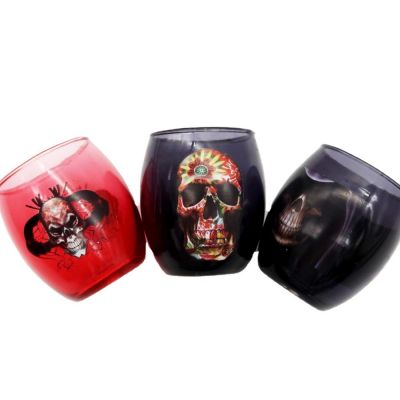 Colorful Luxury Halloween Glass Candle Jar For Home Holiday Wedding Festival Halloween Decoration