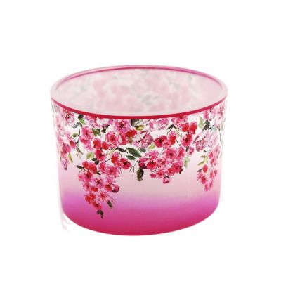Customized Luxury Romantic Pink Scented Glass Candle Holder/Jars For Candle Making