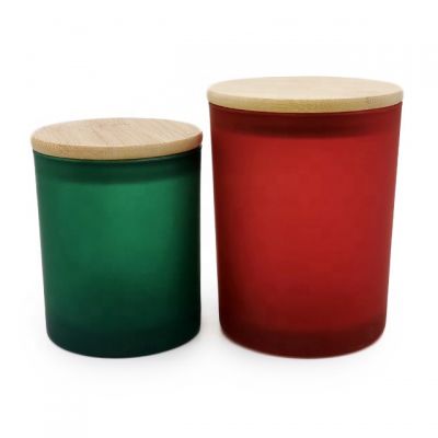Christmas decorative red and green color candle making glass candle holder with lids