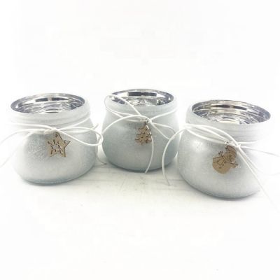 Wholesale bowl shape candle holder cristal sliver sliver Christmas glass candle jar