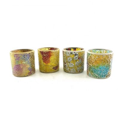 Custom luxury mosaic gemstone candle holder mosaic glass Tea light holder