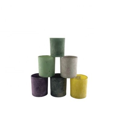 New matte candle jar green glass candle holder Matte spray powder glass candle holder