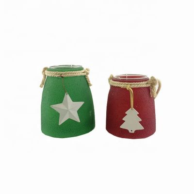 Holiday decoration glass christmas red candle holder vrass and customizable for customers