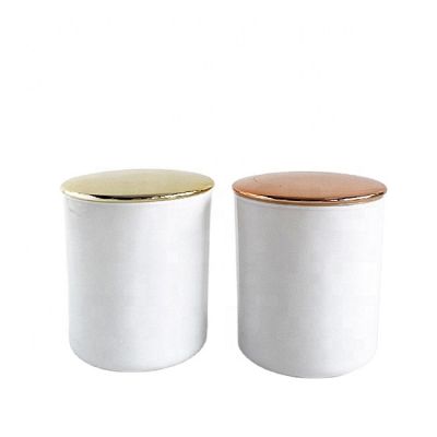 Wholesale 400ml empty white candle in luxury glass jar with lid for home/wedding decoration