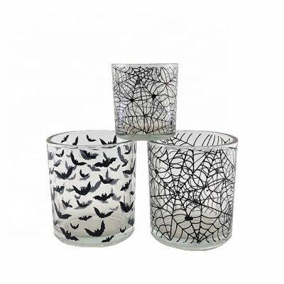 The transparent and empty glass with Customed decal paper for Halloween festival