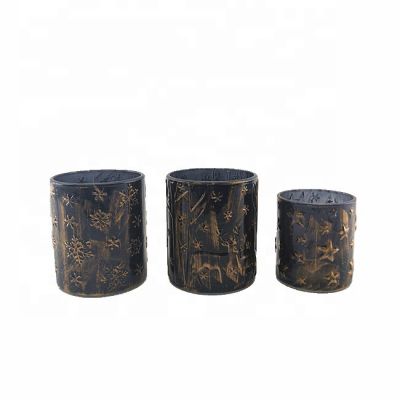 2020 chinses hot sale bauble xmas circular Elk candle holders black metal are used for desktop decoration