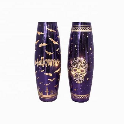 Wholesale tall purple Skull candle holder crystal luxury halloween candle holder