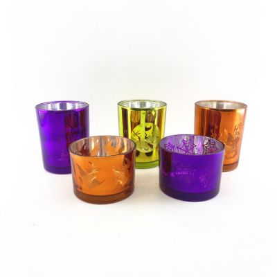 wholesale empty round candle holders in bulk for home halloween candle light tealight holder with mirror glass