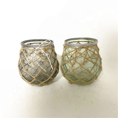 Hot sale bubble glass candle holder for home decor metal crafts for flower decoration