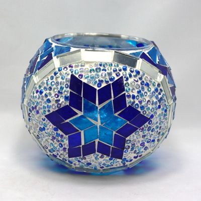 egg shaped votive glass candle holder handmade colored mosaic tealight candle holder