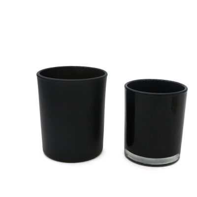 Wholesale glass candle holder black matte frosted glass candle jar with lid