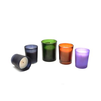 Chinese purple glass candle jar candle holder jars for wedding home decoration
