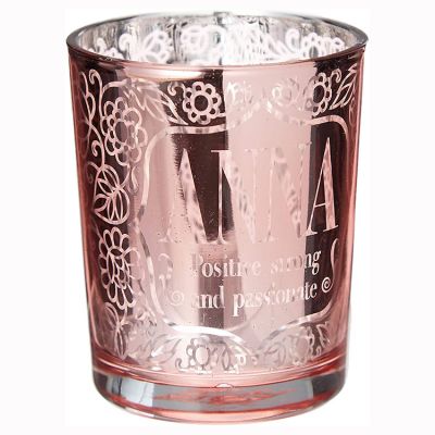 Shinny electroplating supplier recycled glass candle jars holder with custom printing