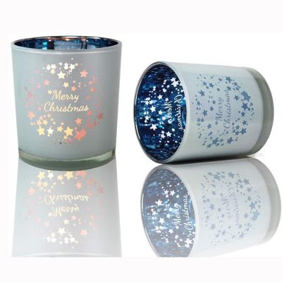 Christmas decorative tealight gold electroplated glass candle jar for home