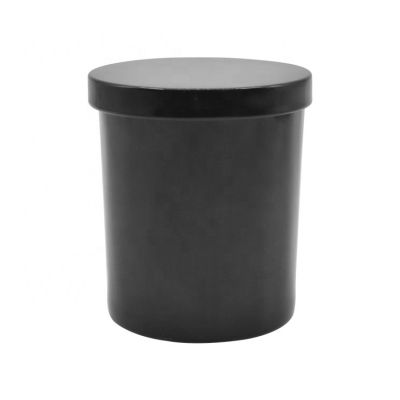 First grade glass candle holder matte black candle jar metal cap