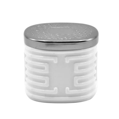 customs empty white ceramic candle holder 5oz glass candle jar