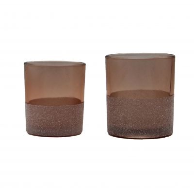 Wholesale frosted glass candlestick glass tea light candle holder