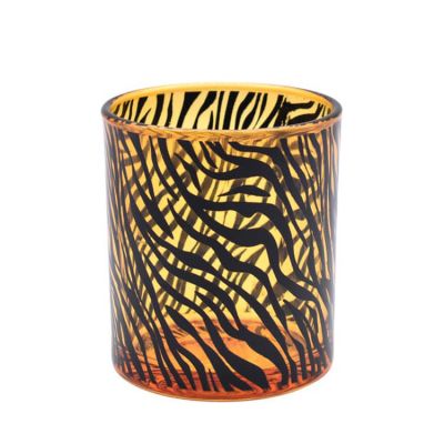 new arrival customs leopard print design 8oz candle glass jar