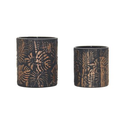Matte black glass candle holder is used for home decoration cheap brass and glass candle holder