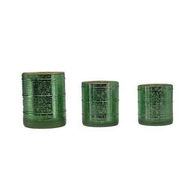A set of three glass candlestick colored glass candlestick for home decoration