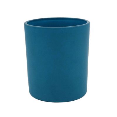 Wholesale geo cut glass candle jar blue glass candle jar candle jars frosted glass with lids