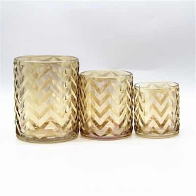 Set of three glass candlesticks for furniture decoration electroplate glass candlestick