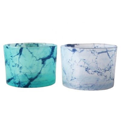 Customized color new designs home decoration glass large marble candle holders