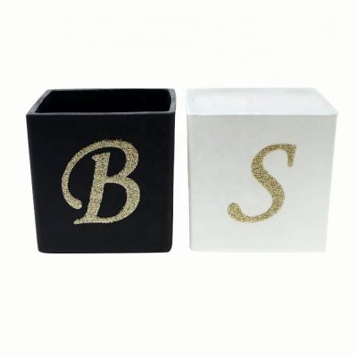 Hot sale good quality custom logo glass square wedding candle holder stand