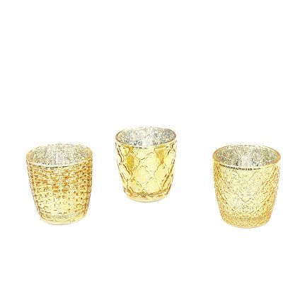 Gold glass votive candle holder glass tealight candle jar