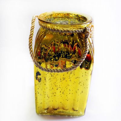 Custom stained glass candle holder vase candle jar with hand strap