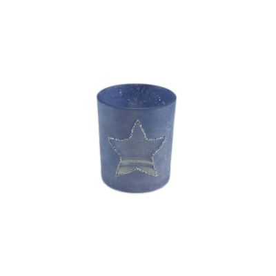 Round frosted glass candle jar with wood lid