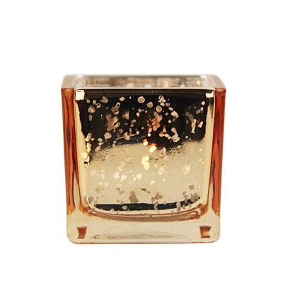 Electroplating gold color glass candle holder square glass votive candle holder