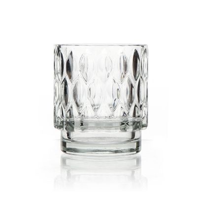 Custom Clear Candle Vessels Glass Embossed Logo Large Empty Candle Container in Bulk