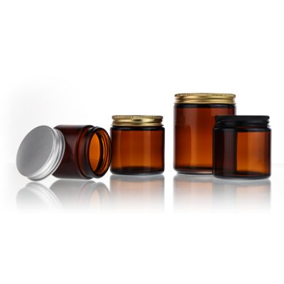 Wholesale Empty 50ml 100ml 200ml Straight Sided Round Amber Brown Glass Candle Jar For Scent Candle