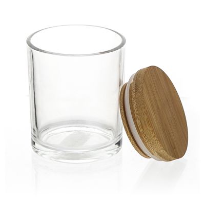 Votive Glass Candle Holder Empty Candle Container Glass Jar With Wood Lid