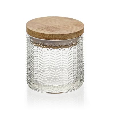 Fancy Design Custom Logo OEM Decorative Glass Candle Jar with Bamboo Caps